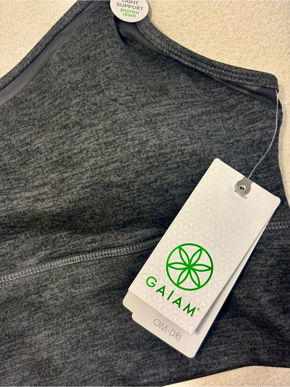 GAIAM Charcoal Heather Light Support Strappy Sports Bralette - Picture 2 of 6
